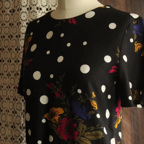 Vintage 1980s 1990s Blouse, Norton McNaughton Petites Polka Dot and Floral - Picture 8 of 11
